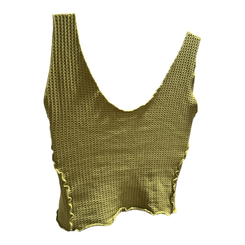Green Ribbed Crop Tank Top - Picture 5 of 6